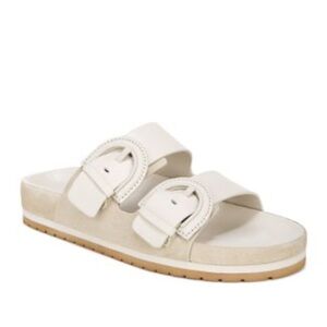 Vince leather and suede slide sandal 6.5/36.5